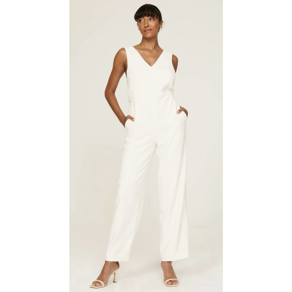 Club Monaco Tie Back Wide Leg Jumpsuit White Ivory Size 4 NWT $269